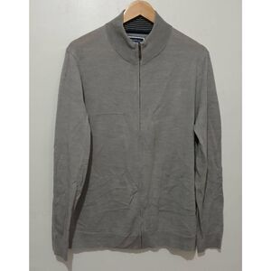 Club room mens large fine wool full zip sweater light gray longsleeve capsule